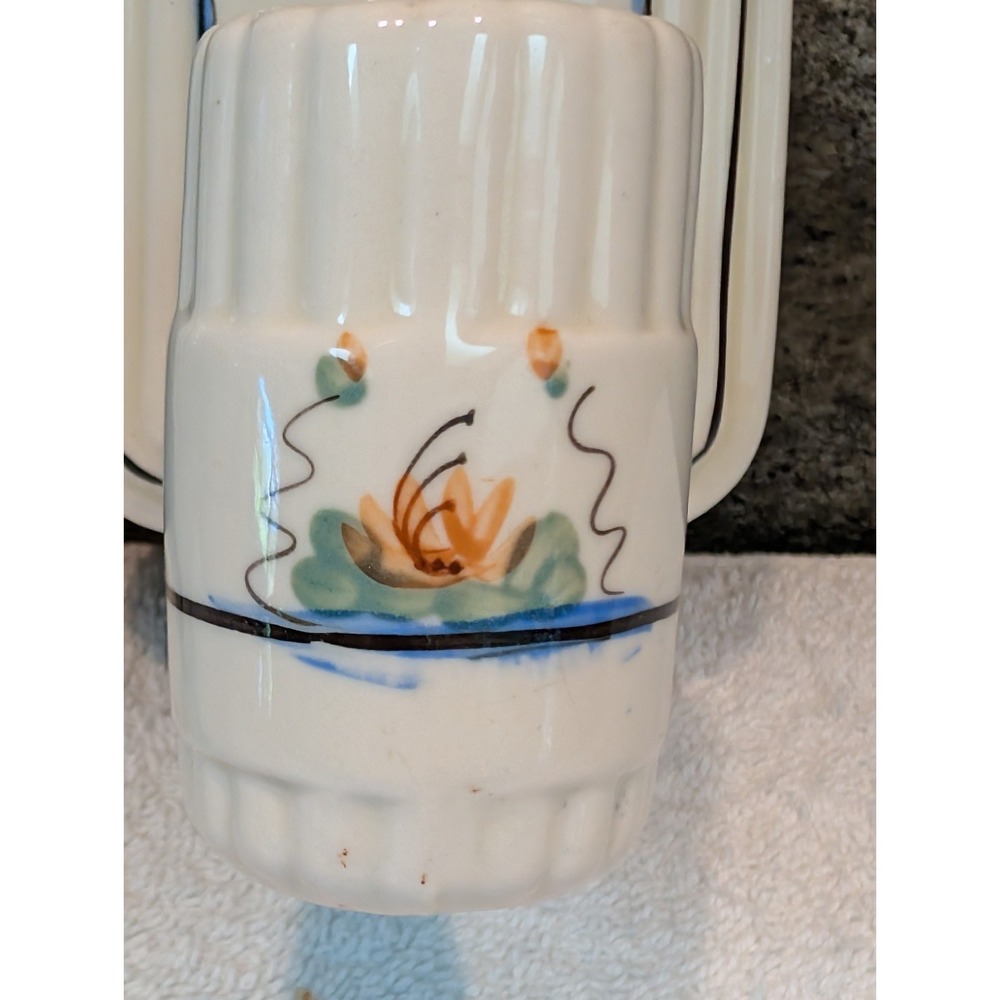 Vintage Porcelain Sconce Light Pair Flower Ceramic Wall Fixture Art Deco 1930 - Picture 3 of 16